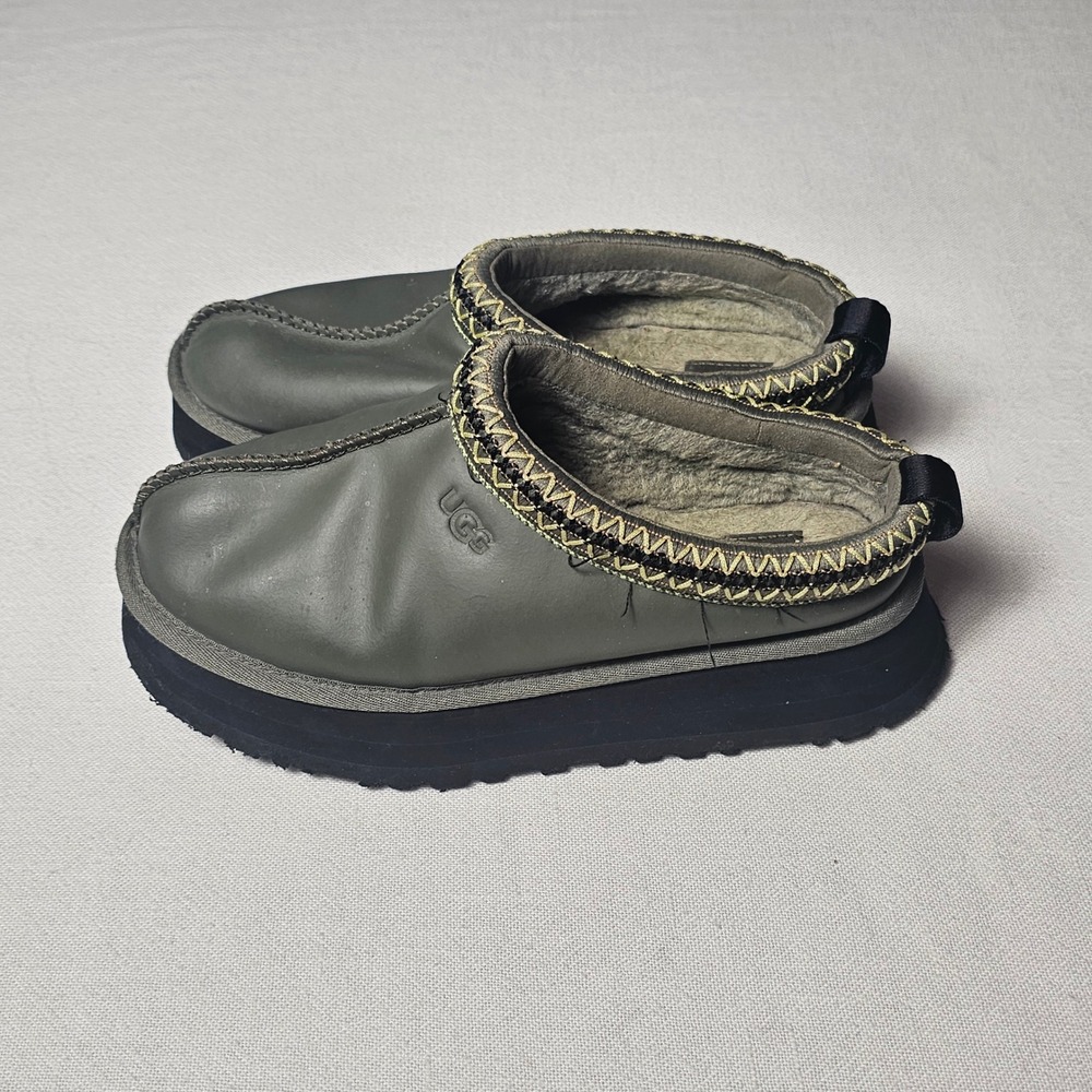 UGG Tasman LTA Olive Green Puffy Slipper Clog 1121551 Womens 8 Mens 6